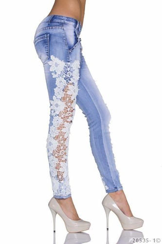 New Lady Women Denim Light Blue Jeans Crochet Boyfriend Baggy Jeans UK 8-14 - Picture 3 of 6