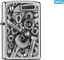 ZIPPO "SCREWS AND TOOLS" CHROME BRUSH LIGHTER **NEW IN BOX** 2007674