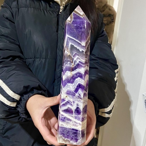 2.77LB Natural amethyst crystal Hexagonal point Column Healing quartz Reiki Ston - 第 9/14 張圖片