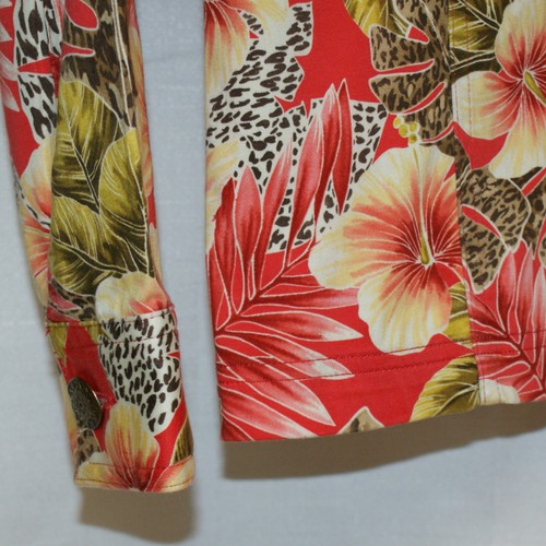 Floral Leopard Jacket Stretch Size Med Ladies easy spirit Lightweight 6 Button - Picture 3 of 6