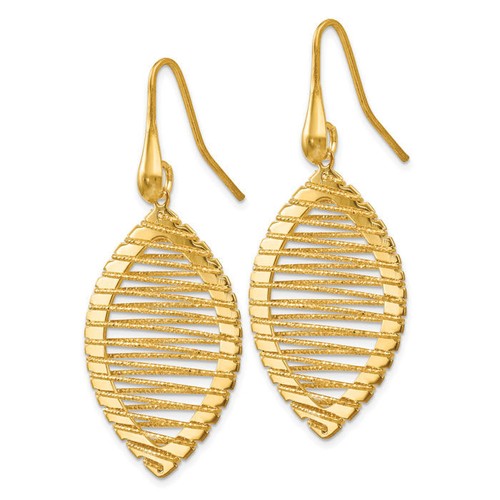 925 Sterling Silver Gold Plated Dangle Earrings - Picture 3 of 5