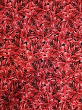 KEEPSAKE calico Solid RED ROSES 100 Cotton 11 Feet 3.5 new