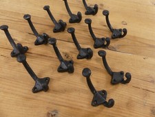 12 Cast Iron Black U-Shape Hooks Coat Hat Sweater Towel Bathroom Kitchen Cups  