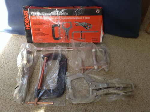 New in its Torn Packaging Hobart-770787 4-Piece Welding Clamp Set F-Clamp Pliers - Photo 1/12