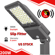200W LED Shoebox Area Light [Dusk to Dawn] Outdoor Parking Lot Street Pole Lamp