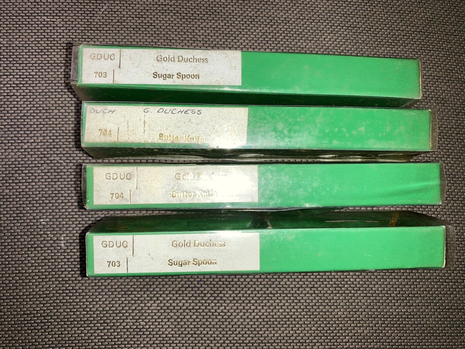 24 ct Gold plated RODD Dutchess Set 4x Cutlery Set Boxed 70s Butter