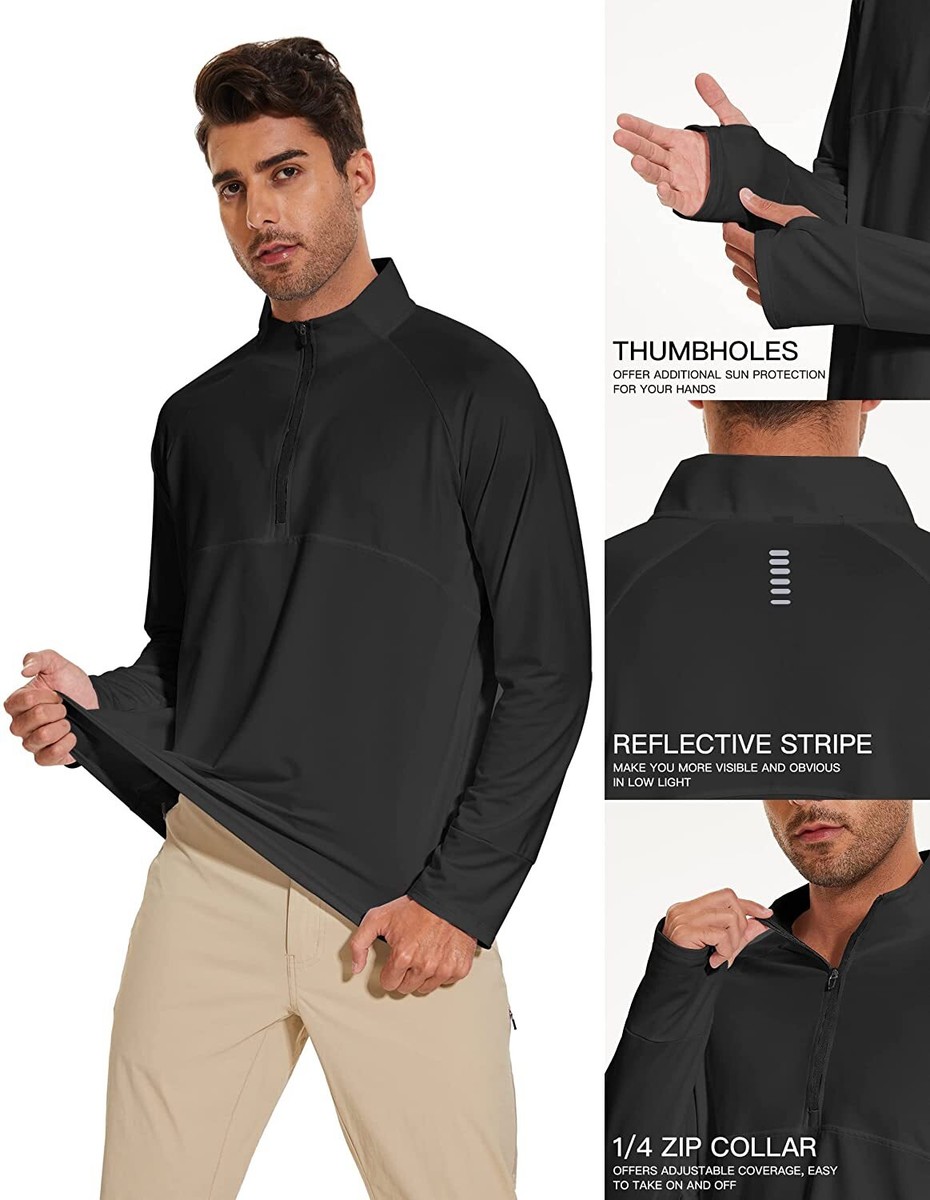 MAGCOMSEN Men's UPF 50+ Long Sleeve Quarter Zip Sun Shirt - Quick Dry Fishing & Outdoor Top