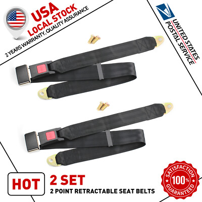 Universal 2 Point Retractable Car Seat Belt Bolt Automatic Safety Strap Buckle