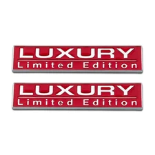 2x Red Chrome Metal Luxury Limited Edition Logo Fender Trunk Emblem SUV Badge