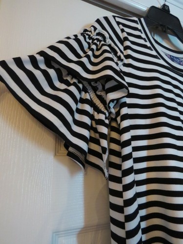 Girls TRULY ME By Sara Sara Black White Striped Dress Size M 12 14 - Picture 3 of 3
