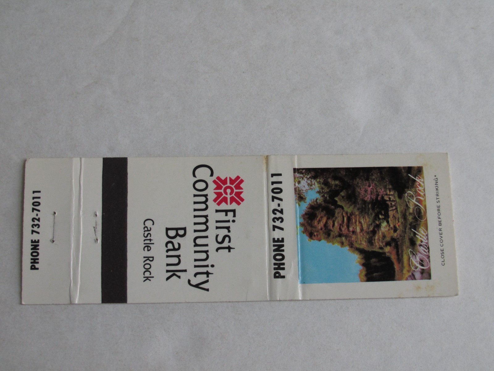 O368 Matchbook Cover WV West Virginia First Community Bank Castle Rock