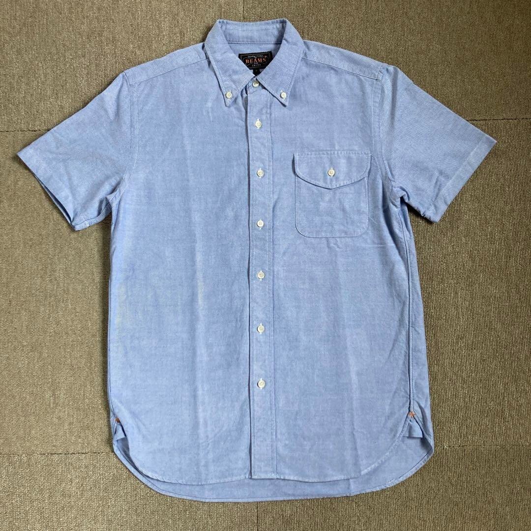 BEAMS PLUS Short Sleeve Oxford BD Shirt Light Blue Button Down Men 
