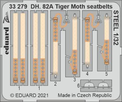 MW22 EDUARD 33279 DH. 82A TIGER MOTH SEATBELTS STEEL 1/32 1/32 ZOOM SET for ICM