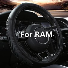 Yangday Leather Steering Wheel Cover for Dodge Ram 1500 2500 3500, 15.5 Black