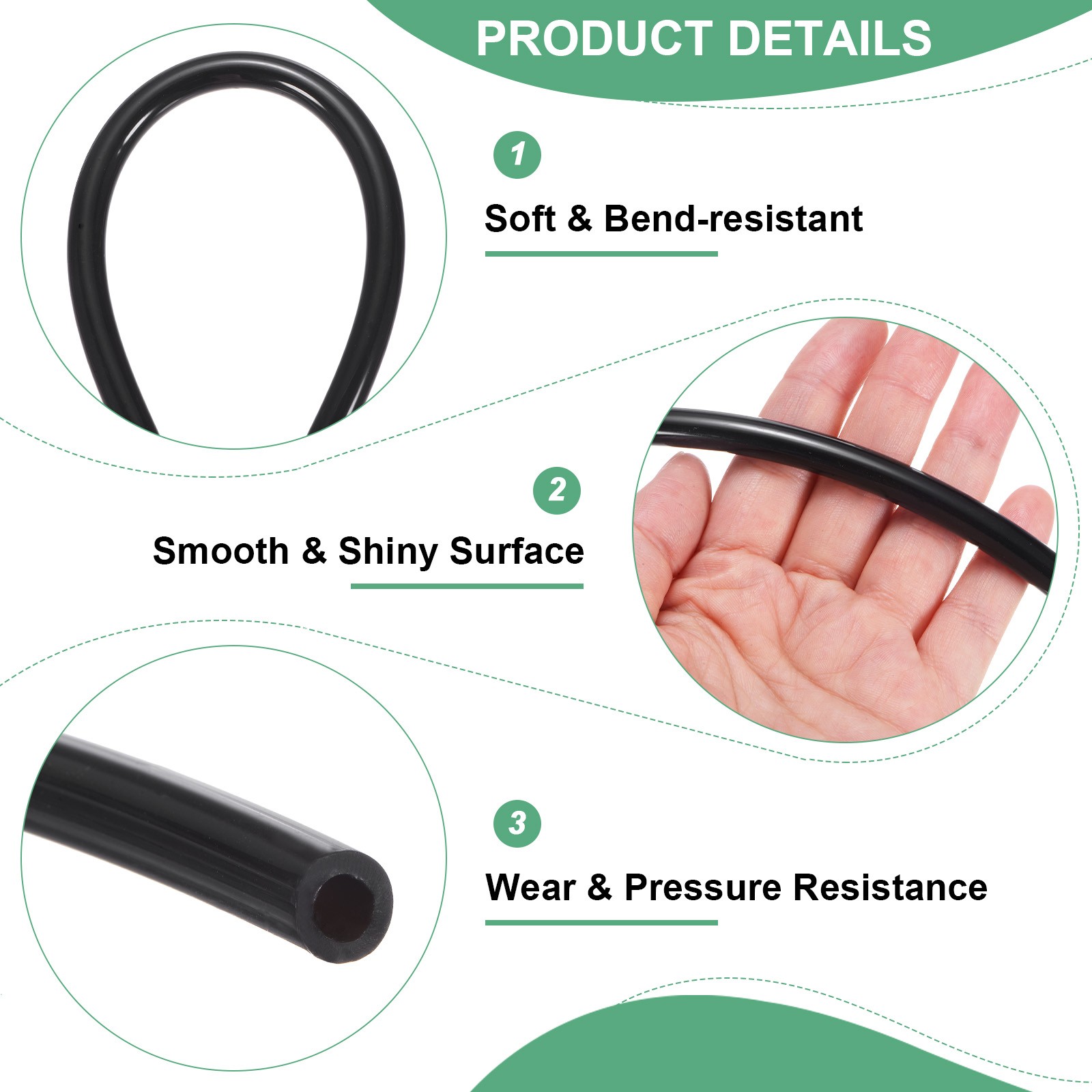 Tubing Carburetor Fuel Vent Line 5mmx8mmx3m Polyurethane Gas Oil Tube Black