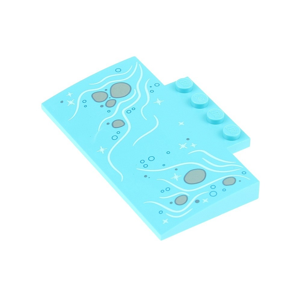 1x LEGO Slope Brick Curved 5x8 2/3 Light Azure Blue Printed 15625pb024