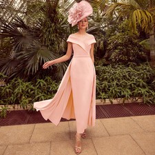Custom Pink Mother of the Bride Dress Ankle Length Mother Gown Short Sleeves HOT