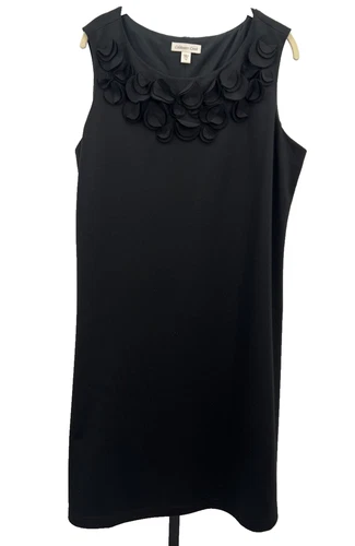 Coldwater Creek Black Sleeveless Dress with Floral Yoke Detail - Size 16
