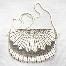 Vintage Magid White Beaded Small Purse w/ Shoulder Strap - Gorgeous