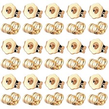 30PCS 15 Pairs 14K Gold Earring Backs   Secure Locking Stud Replacements