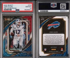 Pop 10! 2022 Select Tri-Color Prizm Josh Allen Buffalo Bills 107/149 PSA 10