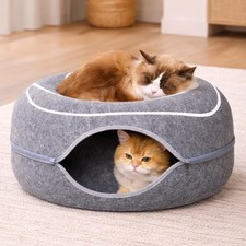 Peekaboo Cat Cave Donut - Cat Tunnel Bed for Indoor Cats   Cute Patterns Hide...