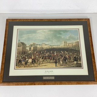 Vintage Framed Equestrian Art Print Epsom Races: The Race Over