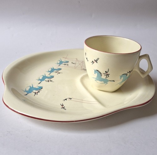 Vintage 50er Jahre Beswick Circus Tasse und Untertasse/Teller Set - siehe Fotos