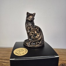 Baroque Cat Ornament Black Bronze 7.5cm Handmade Gift Boxed Hand Cast Stone