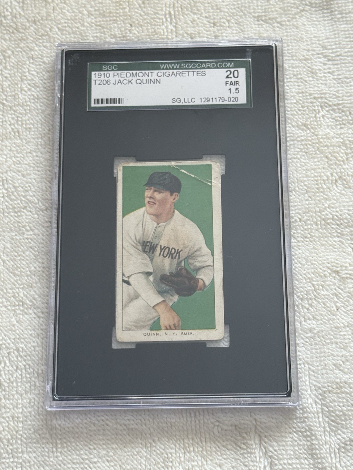 T206 - 1909-11 Piedmont 350 Jack Quinn - SGC 1.5 - New York