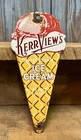 Vintage Serving Kerr View’s Sweet Cream Ice Cream Cone Porcelain Metal Sign