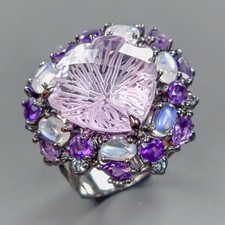Vintage ring 13 ct Natural Amethyst Ring 925 Sterling Silver Size 8 /R433025