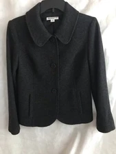 Vintage Pendleton Petites Wool Womens S Black Short Jacket Button Up Back Peplum