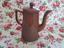 Retro Brown Langley Ware Ceramic Textured Coffee Pot Vintage Large