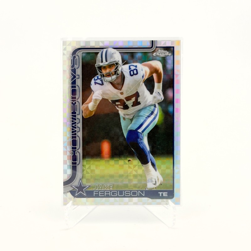 2025 Topps Chrome NFL Dallas Cowboys Jake Ferguson Refractor Prism Parallel 75