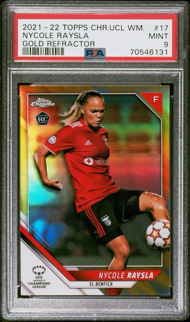 2021-22 Topps Chrome UEFA Women's  Nycole Raysla #17 Gold #/50 Rookie PSA 9