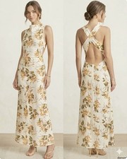 Reformation Casette Cutout Linen Maxi Dress Women’s 12 In Bella Floral Print