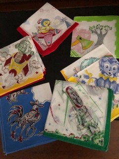 12 Vintage Childrens Kids Handkerchiefs Hankies New Old Stock MINT