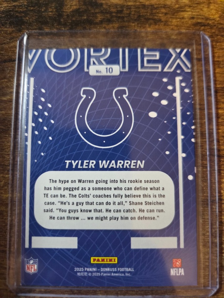 2025 Donruss Tyler Warren Vortex Rookie RC #10 Indianapolis Colts | eBay