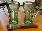 ✨ Vintage Collectible Libbey Coca-Cola Green Glass w/ Handle 14 oz Set of 2 ✨