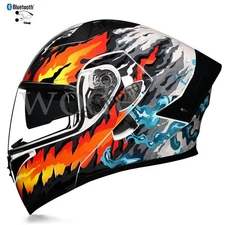 New Style Bluetooth Motorcycle Helmet Dual Lens Flip Up Modular Helmet DOT