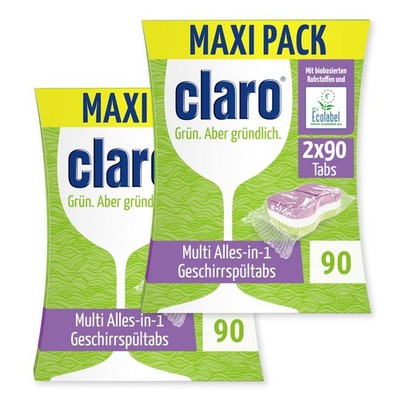 2 x 90 St. claro Multi Geschirrspül-Tabs All-in-One Spülmaschinen-Tabs Öko Tabs