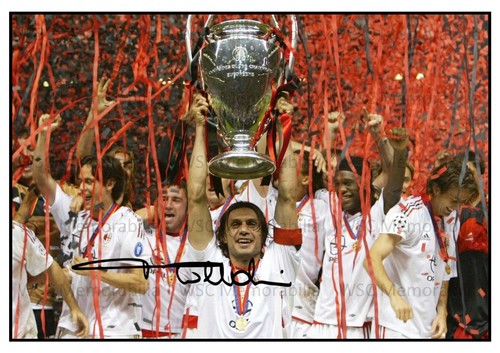 12092. Paolo Maldini Signed Pictures (A4 Prints) AC Milan Italy