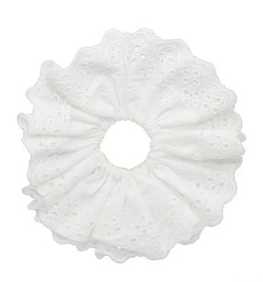 Emi Jay Eyelet Limited Edition White Scrunchie Classic Hair Accessory (Rare)