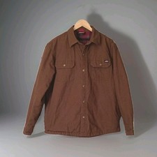 Dickies Brown Cotton Work Jacket Men Button Front Chest Pockets