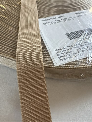 #ad Military webbing 1quot; Nylon Tan Class 2 Mil Spec 1 mm thick 100 yard rolls. $22.95