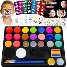 Professional Face Painting Kit – 22 Colors Non-Toxic Face & Body Paints with ...