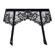 SIMONE P R LE Sz S EU 2 Black WISH Garter Belt Lingerie Embroidered Tulle NWT