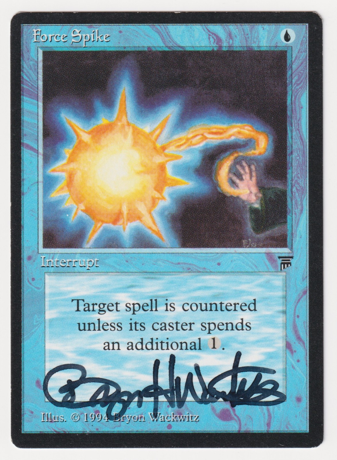 Signed Force Spike MP Legends English Artist Bryon Wackwitz 1994 WOTC MTG Magic!