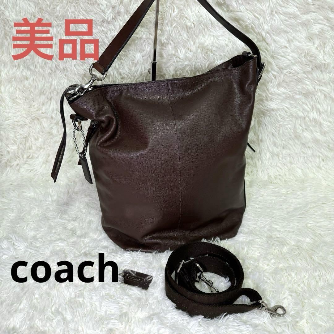 Coach Large Brown Leather Tote Bag Spacious Shoulder Bag Pre-Owned